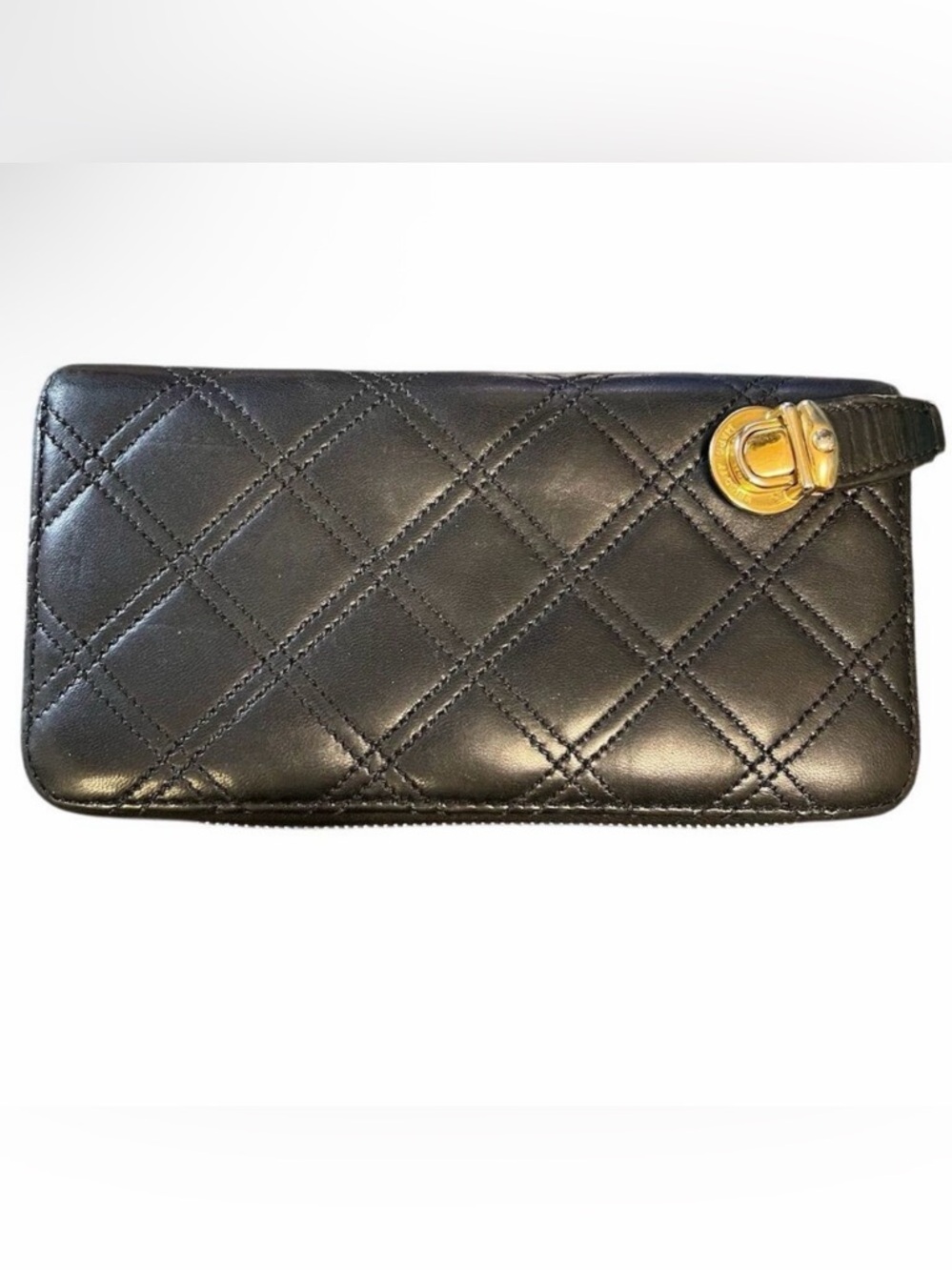 Marc Jacobs Quilted Leather Zip-Around Wallet Black